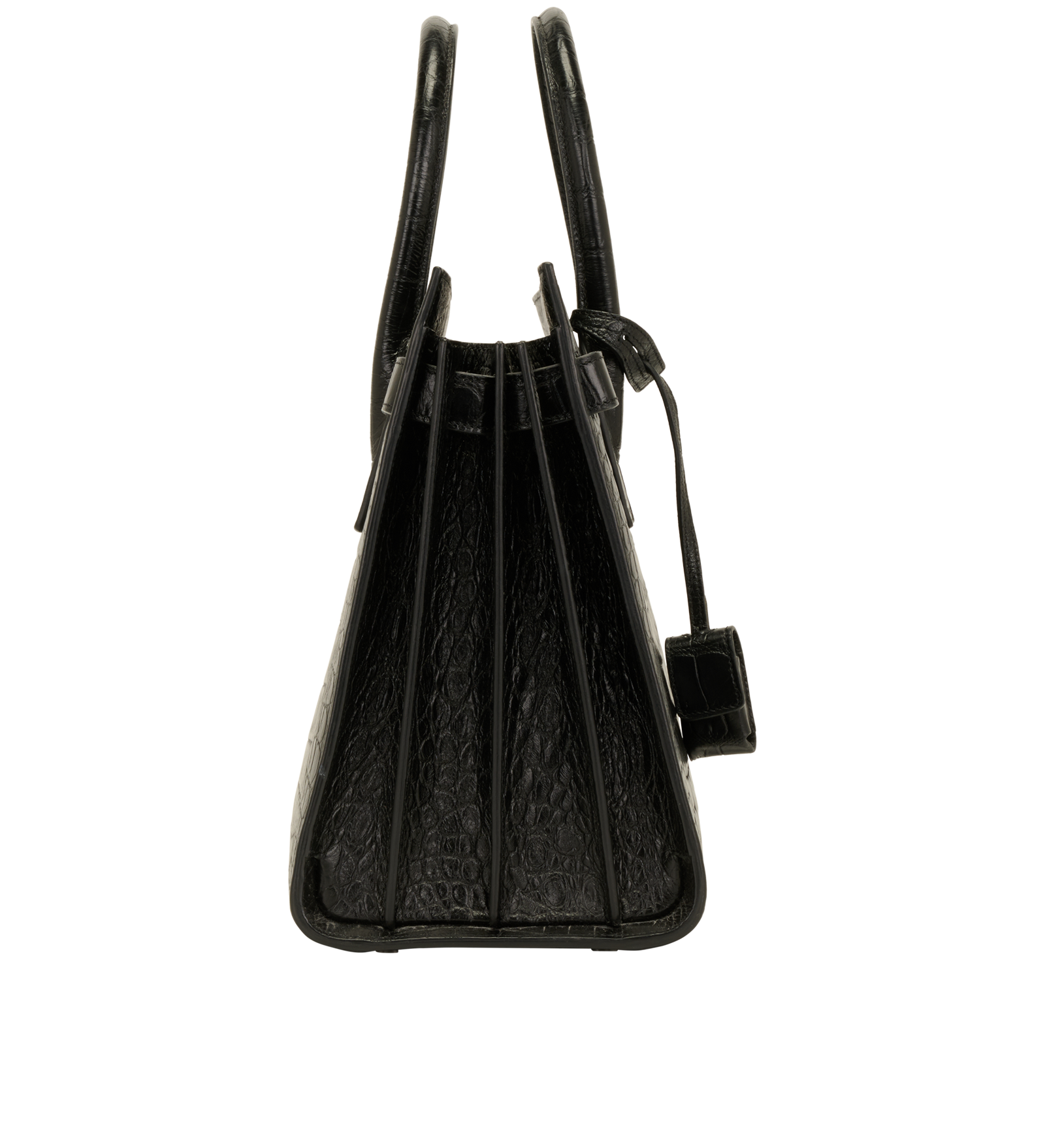 Medium Day Bag, &pound;1,200, Handbags, Black, Crocodile, Side view